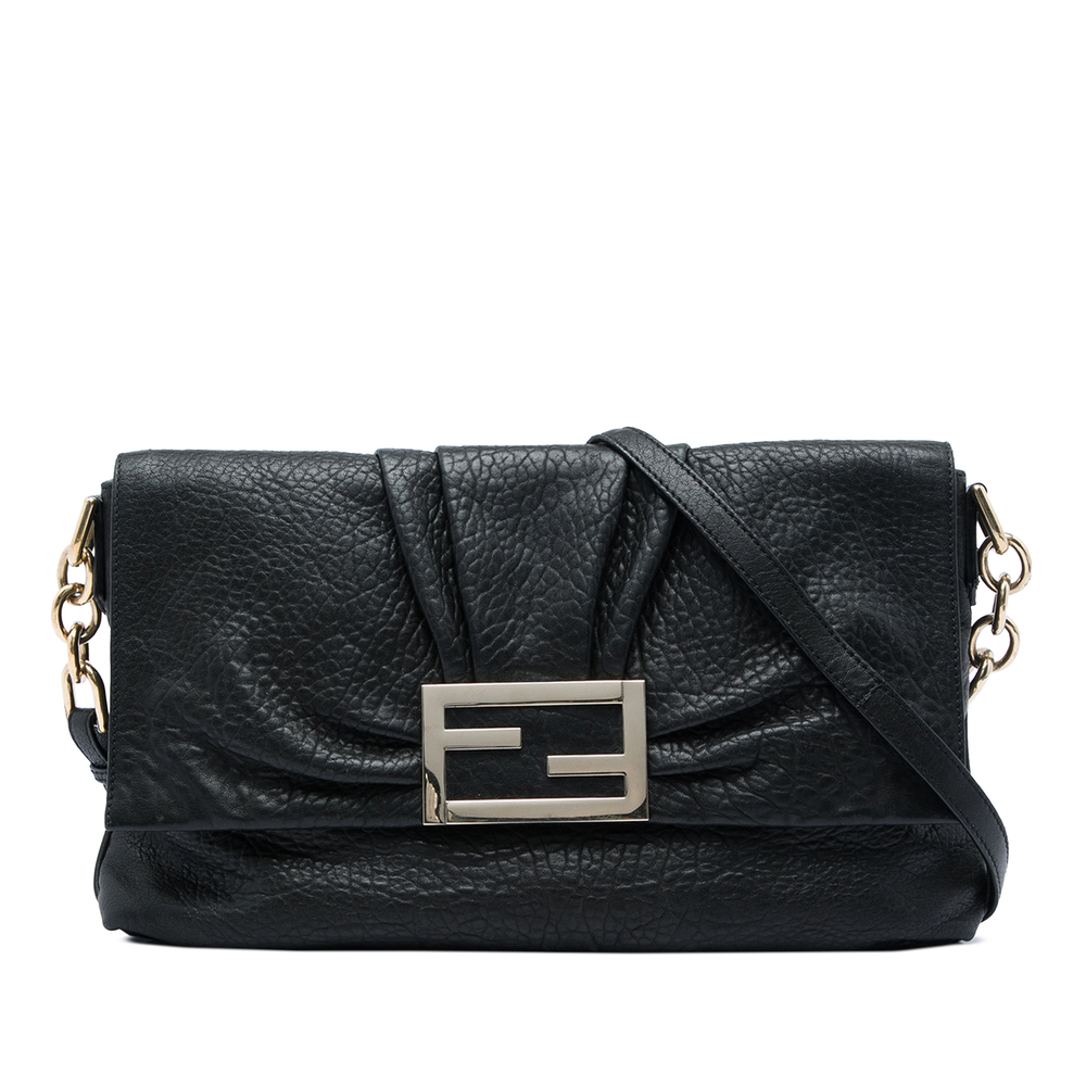 Pre-Loved Fendi Large Crinkled Lambskin Mia Flap Crossbody